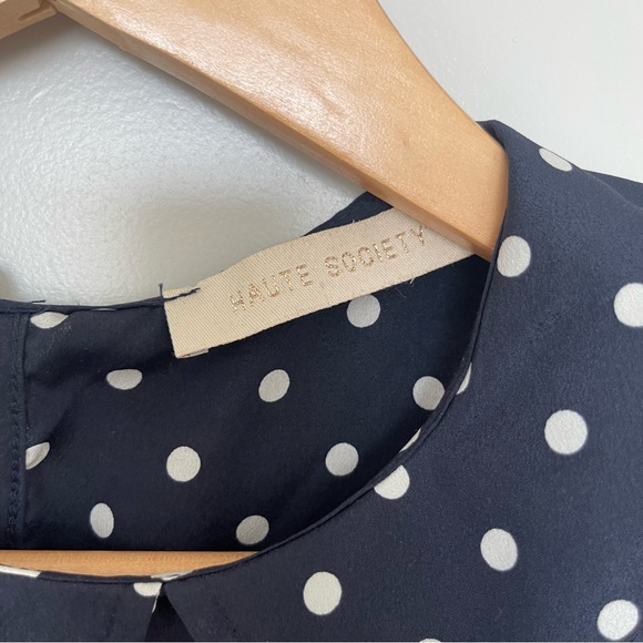 Navy Blue and White Polka Dot Blouse - Picture 3 of 7